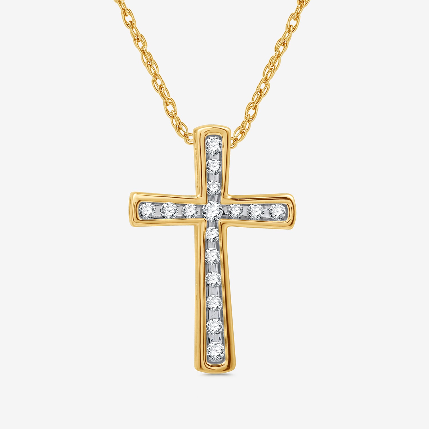 Womens 1/4 CT. T.W. Lab Grown White Diamond 14K Gold Over Silver Sterling Silver Cross 18 Inch Pendant Necklace
