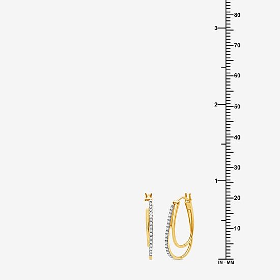 Womens 1/4 CT. T.W. Lab Grown White Diamond 14K Gold Over Silver 25.4mm Hoop Earrings