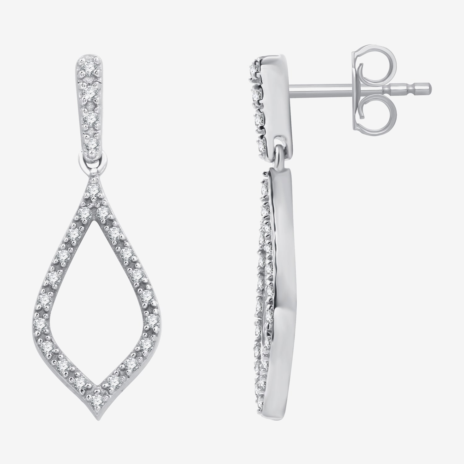 Womens 1/4 CT. T.W. Lab Grown White Diamond Sterling Silver Drop Earrings