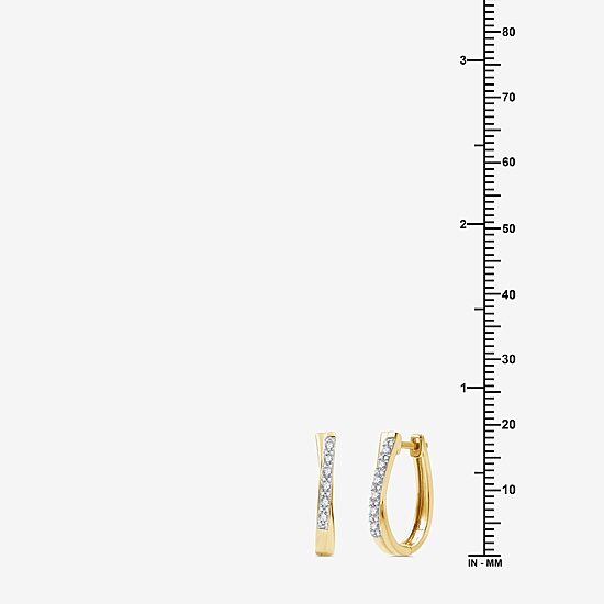 Womens 1/4 CT. T.W. Lab Grown White Diamond 14K Gold Over Silver Sterling Silver 19.5mm Hoop Earrings