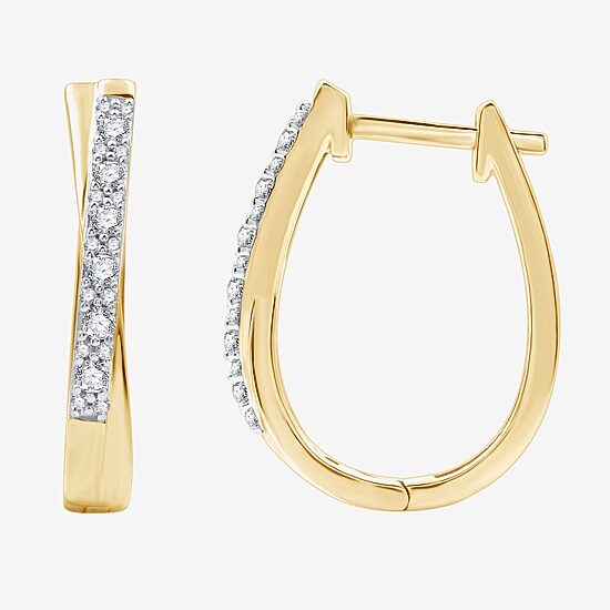 Womens 1/4 CT. T.W. Lab Grown White Diamond 14K Gold Over Silver Sterling Silver 19.5mm Hoop Earrings