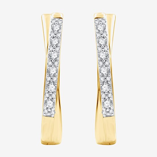 Womens 1/4 CT. T.W. Lab Grown White Diamond 14K Gold Over Silver Sterling Silver 19.5mm Hoop Earrings