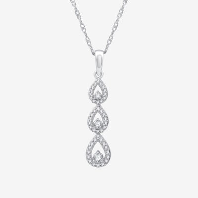 Womens 1/4 CT. T.W. Lab Grown White Diamond Sterling Silver Pear 18 Inch Pendant Necklace