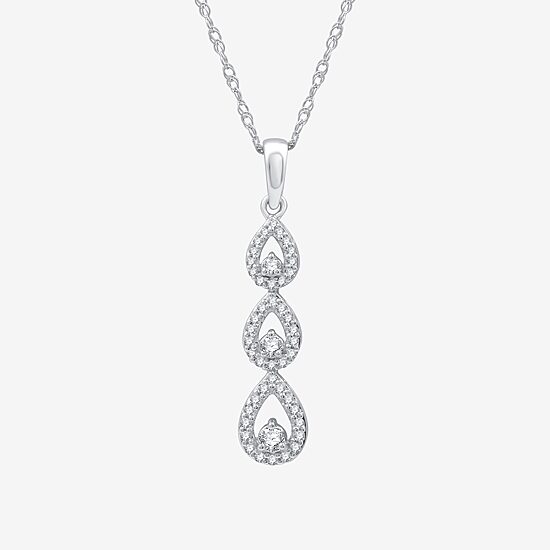 Womens 1/4 CT. T.W. Lab Grown White Diamond Sterling Silver Pear 18 Inch Pendant Necklace