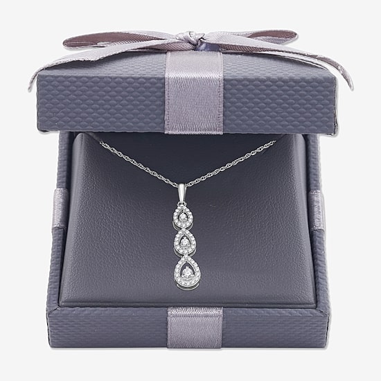 Womens 1/4 CT. T.W. Lab Grown White Diamond Sterling Silver Pear 18 Inch Pendant Necklace