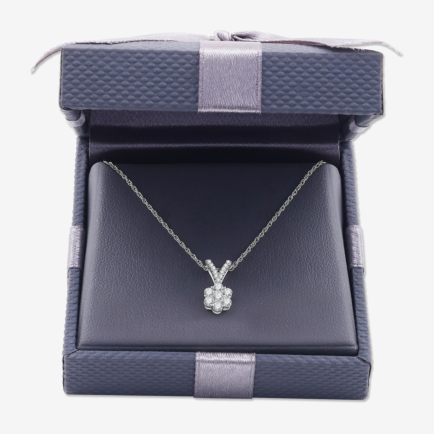 Womens 1/4 CT. T.W. Lab Grown White Diamond Sterling Silver Flower 18 Inch Pendant Necklace
