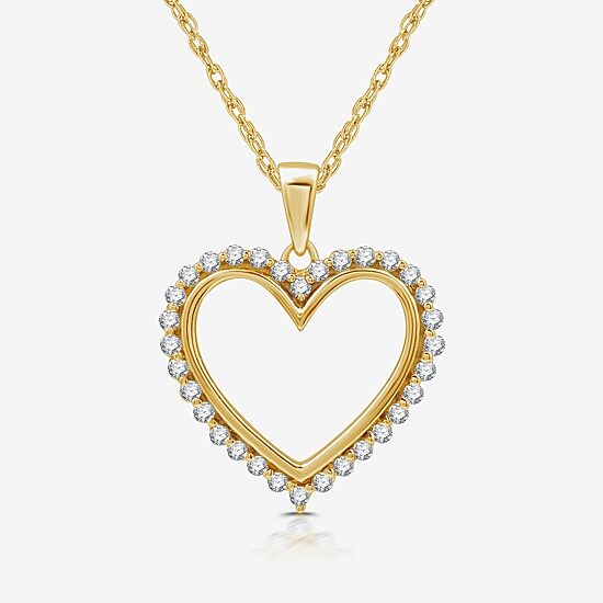 Womens 1/4 CT. T.W. Lab Grown White Diamond 14K Gold Over Silver Sterling Silver Heart 18 Inch Pendant Necklace