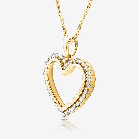 Womens 1/4 CT. T.W. Lab Grown White Diamond 14K Gold Over Silver Sterling Silver Heart 18 Inch Pendant Necklace