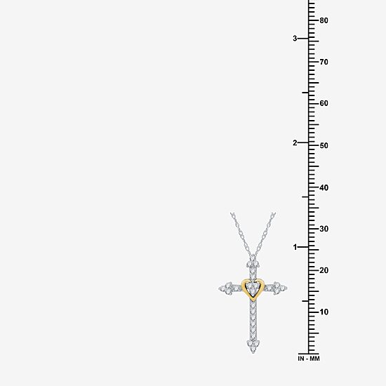 Womens 1/4 CT. T.W. Lab Grown White Diamond 14K Gold Over Silver Sterling Silver Cross 18 Inch Pendant Necklace