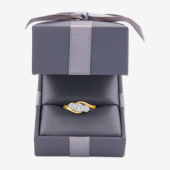 Womens 1/4 CT. T.W. Lab Grown White Diamond 14K Gold Over Silver Sterling Silver 3-Stone Cocktail Ring