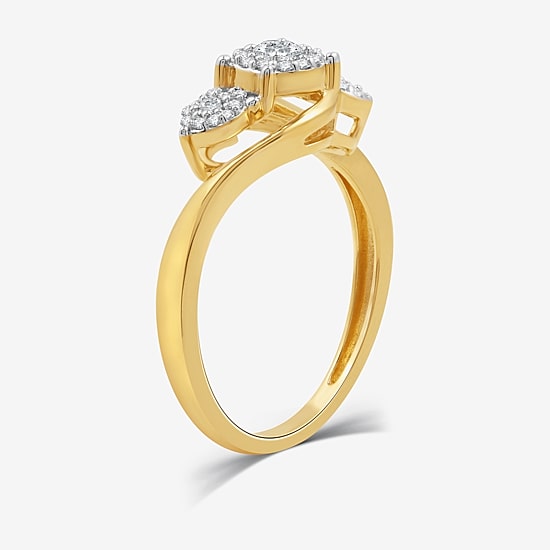 Womens 1/4 CT. T.W. Lab Grown White Diamond 14K Gold Over Silver Sterling Silver 3-Stone Cocktail Ring