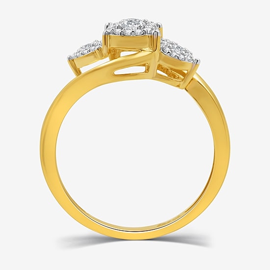 Womens 1/4 CT. T.W. Lab Grown White Diamond 14K Gold Over Silver Sterling Silver 3-Stone Cocktail Ring