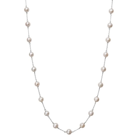 Womens Cultured Freshwater Pearl 10K White Gold Strand Necklace