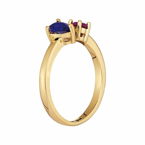 Personalized Simulated Birthstones Sweetheart Couples Ring