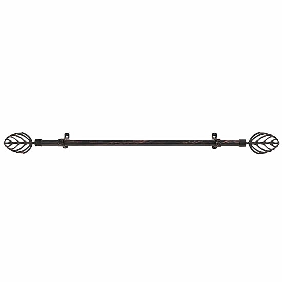 Metallo ¾in Adjustable Curtain Rod with Leaf Finial