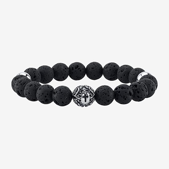 J.P. Army Men's Jewelry Stainless Steel 10 Inch Cross Beaded Bracelet