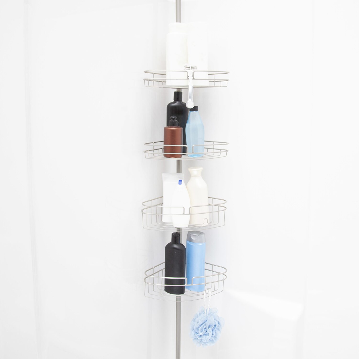 Kenney 4-Tier Spring Tension Corner Pole Shower Caddy