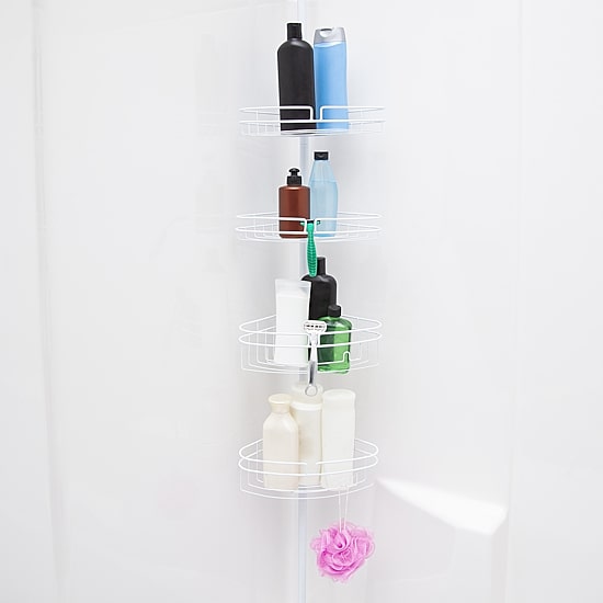 Kenney 4-Tier Spring Tension Corner Pole Shower Caddy