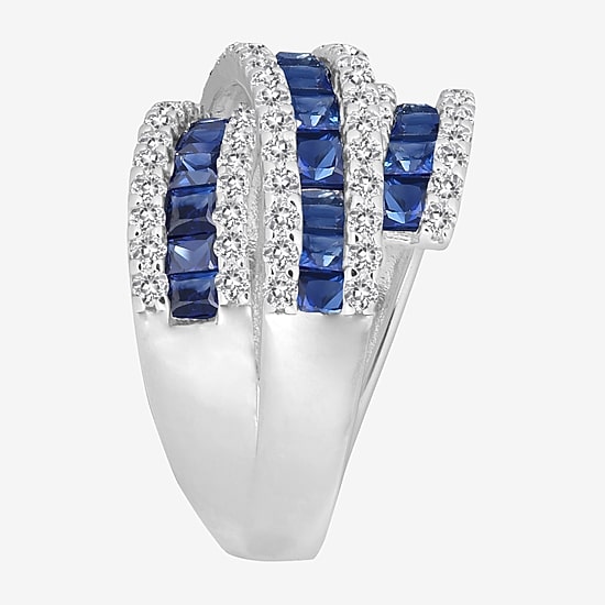 Womens Lab Created Emerald, Sapphire or Ruby 14K Gold Over Silver Sterling Silver Cocktail Ring