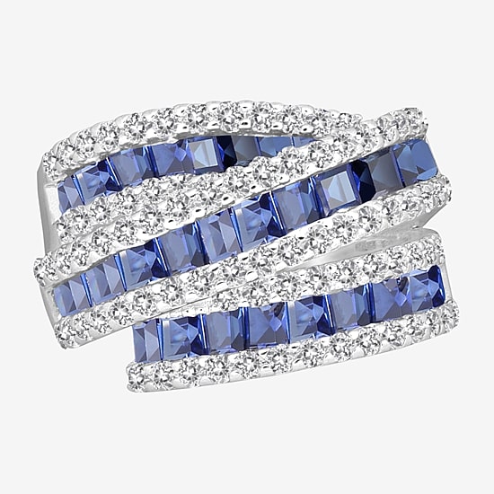 Womens Lab Created Emerald, Sapphire or Ruby 14K Gold Over Silver Sterling Silver Cocktail Ring
