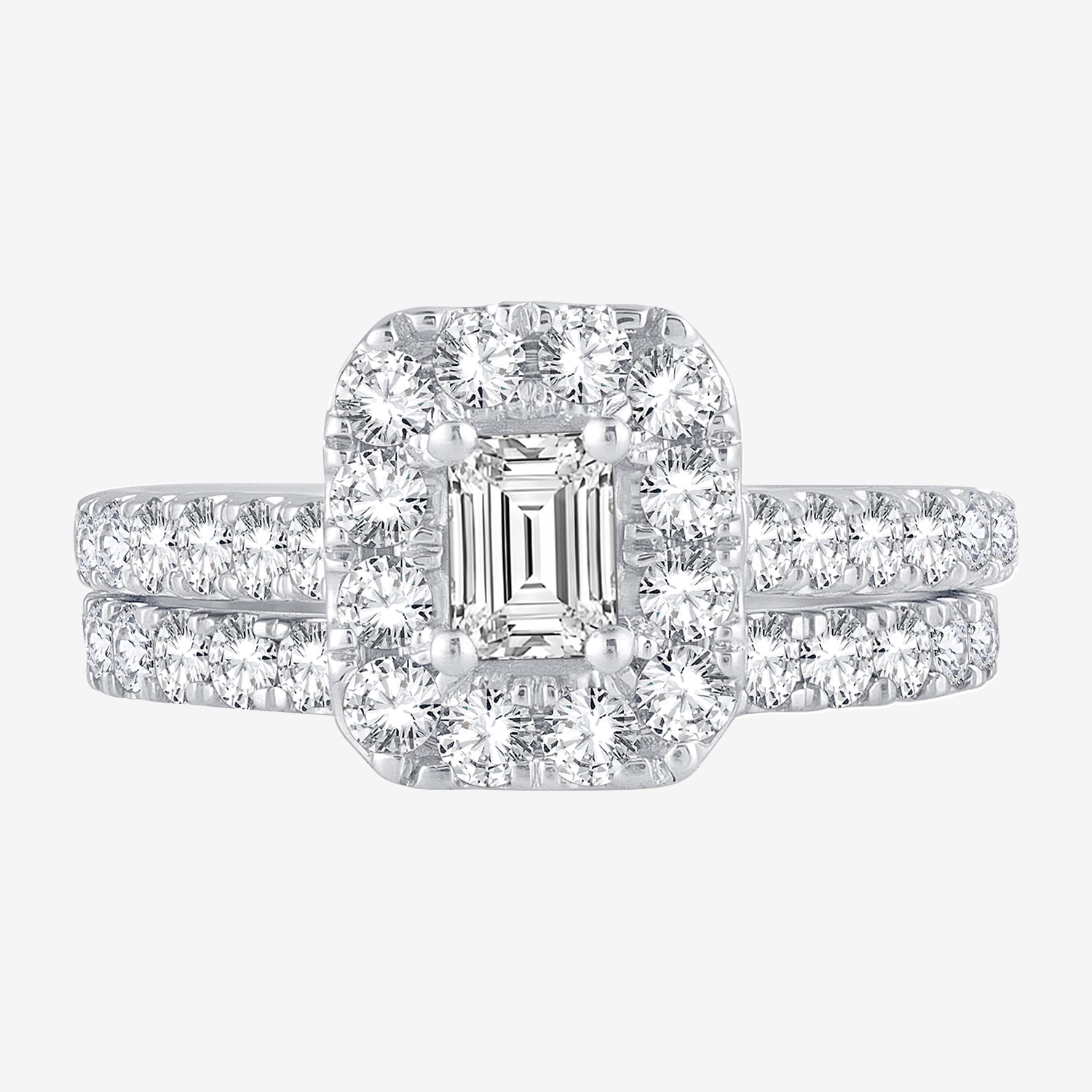Womens 2 CT. T.W. Natural White Diamond 10K Gold Halo Bridal Set