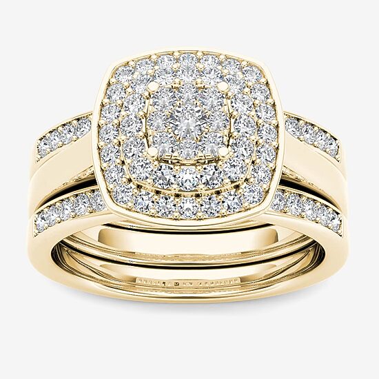 Womens 1/3 CT. T.W. Natural White Diamond 10K Gold Cushion Bridal Set