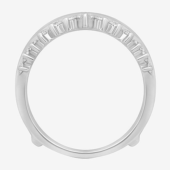 Womens 1 CT. T.W. Natural White Diamond 14K Gold Wedding Ring Guard