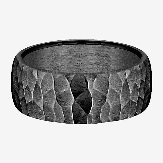 Hammered Mens 8MM Tantalum Wedding Band