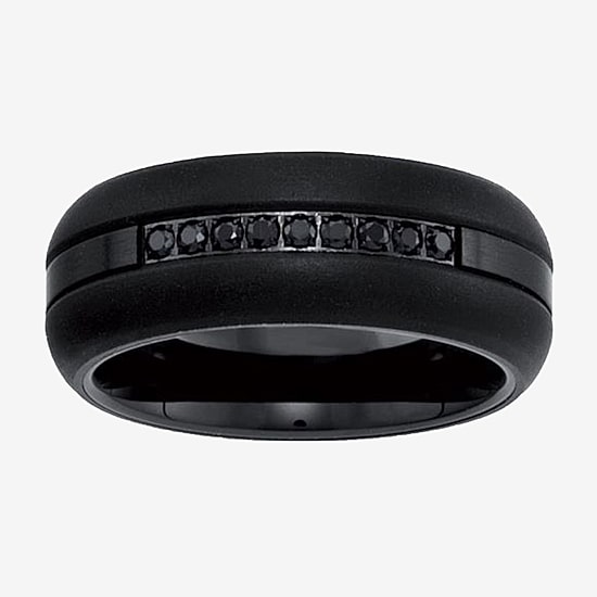 Mens 8MM 1/5 CT. Natural Black Diamond Tungsten Wedding Band