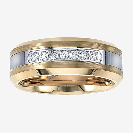 Mens 8MM 1/5 CT. Natural White Diamond Tungsten Wedding Band