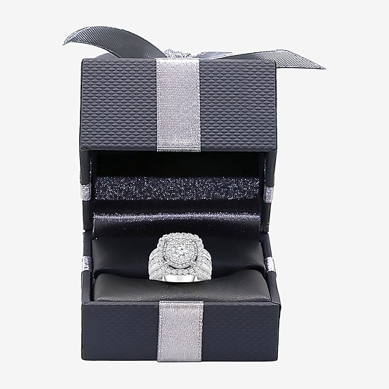 (I / I1) Womens 4 CT. T.W. Lab Grown White Diamond 10K or 14K White Gold Cushion Halo Engagement Ring
