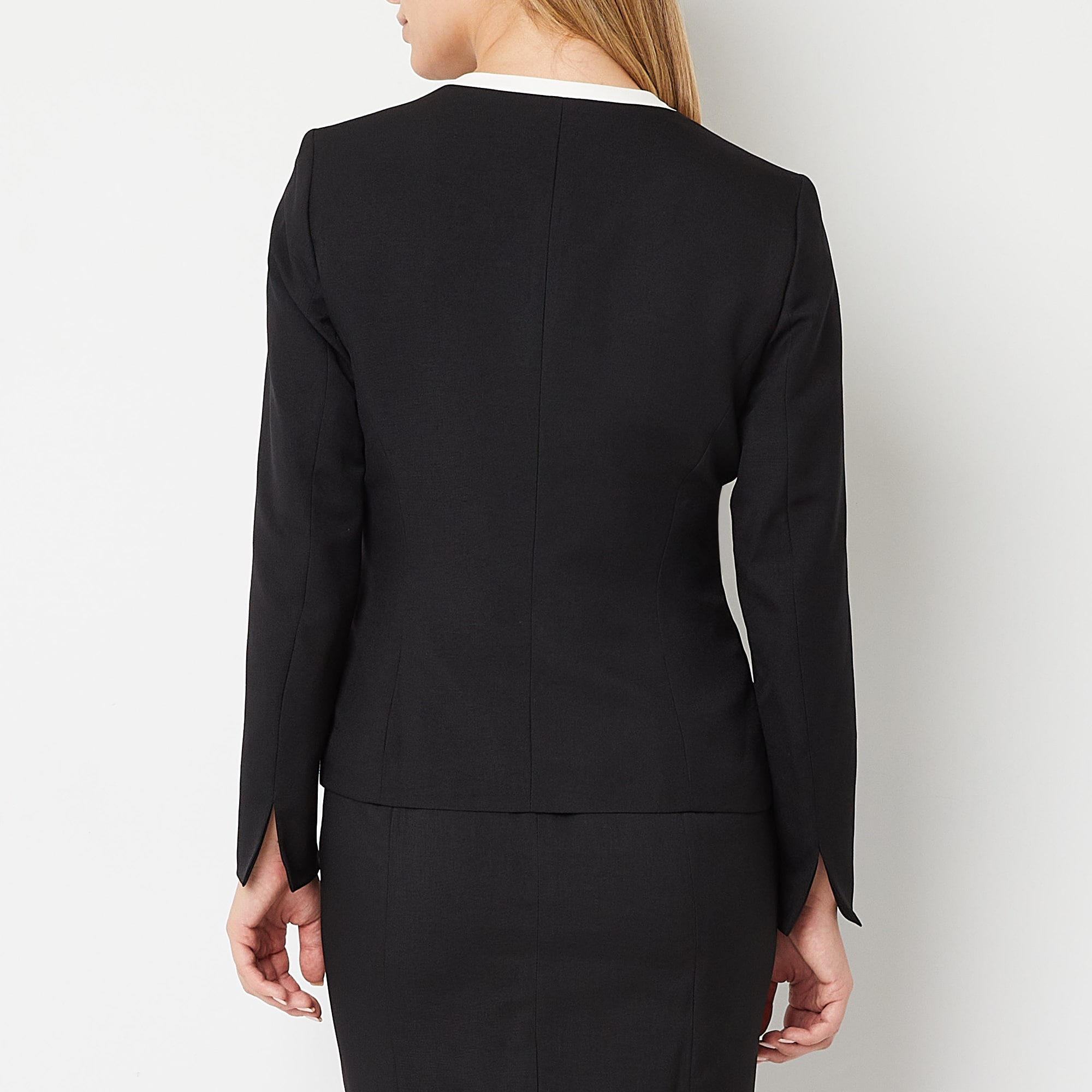 Black Label by Evan-Picone Contrast-Trim Jacket