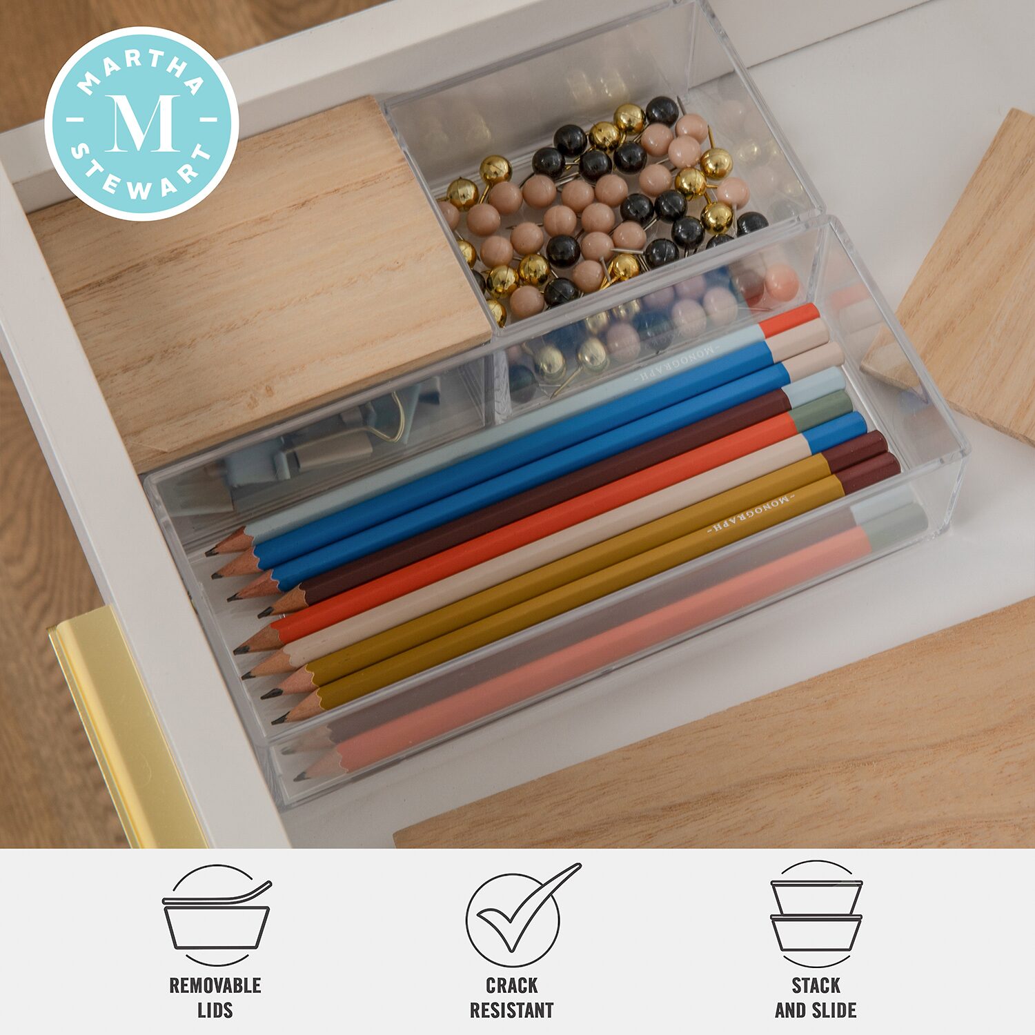 Martha Stewart 3 Pack Bins With MDF Lids
