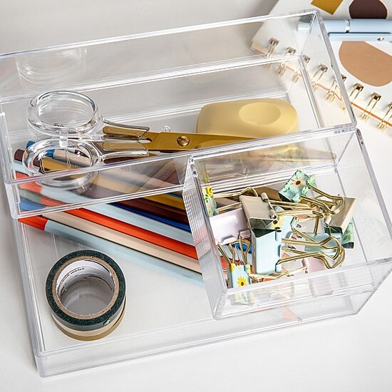 Martha Stewart 3 Piece Clear Desktop Organizers