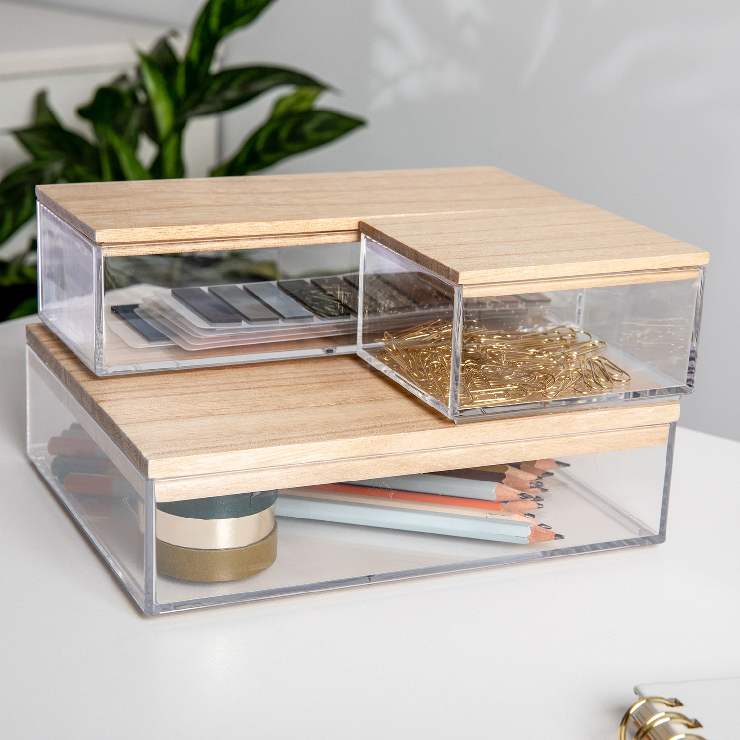 Martha Stewart 3 Pack Bins With MDF Lids