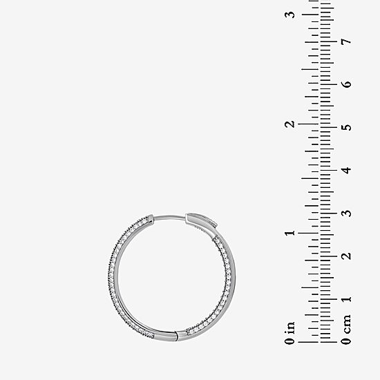 Womens 3 1/2 CT. T.W Cubic Zirconia Sterling Silver 30mm Curved Hoop Earrings