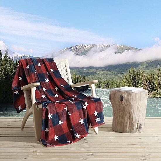 Eddie Bauer America Plush Reversible Lightweight Throw
