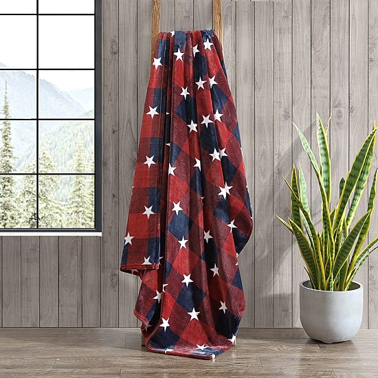 Eddie Bauer America Plush Reversible Lightweight Throw