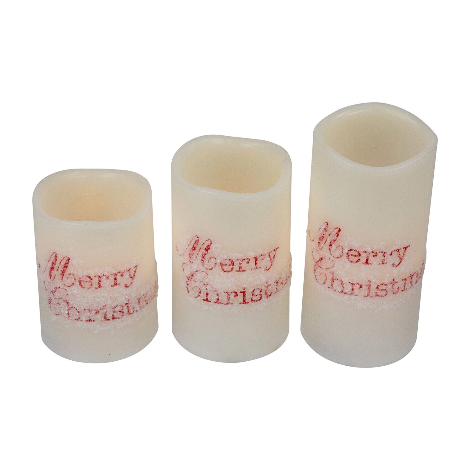 Northlight 6" Led Flameless Frosted "Merry" Wax Pillar Flameless Candle
