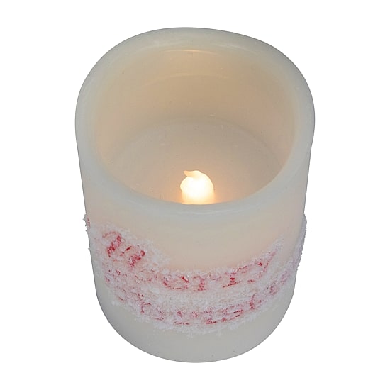 Northlight 6" Led Flameless Frosted "Merry" Wax Pillar Flameless Candle