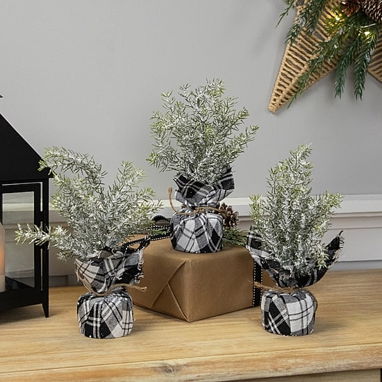 Northlight 9" Mini Frosted Pine Artificial 1 Foot Pine Christmas Tree