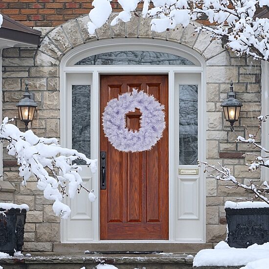 Northlight 36" Icy White Iridescent Spruce Wreath