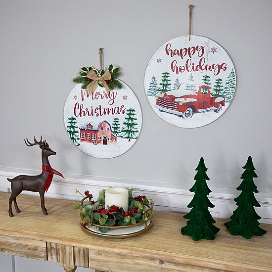 Northlight 16" Merry And Happy Holidays Wood Wall Sign