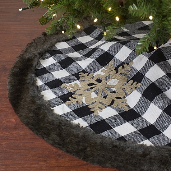 Northlight 48" Buffalo Plaid With Burlap Snowflake Indoor Tree Skirt