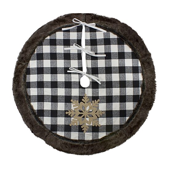 Northlight 48" Buffalo Plaid With Burlap Snowflake Indoor Tree Skirt