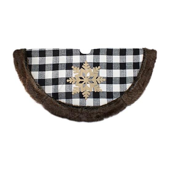 Northlight 48" Buffalo Plaid With Burlap Snowflake Indoor Tree Skirt