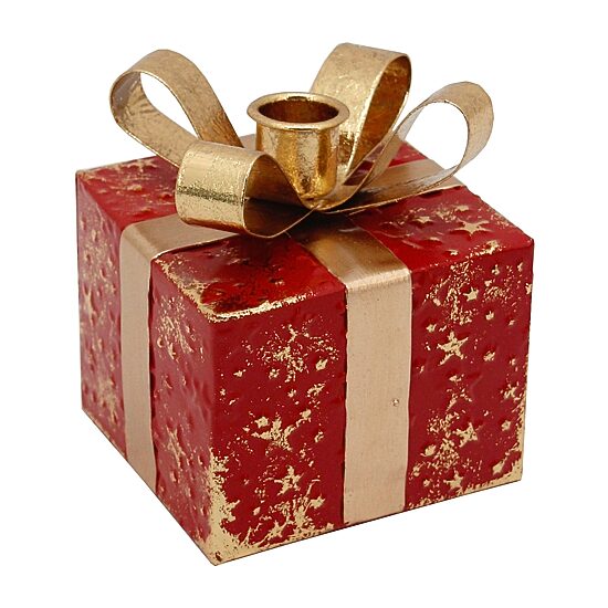 Northlight 5" Metal Gift Box Taper Candle Holder