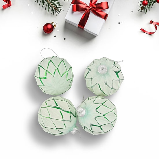 Northlight 4" 4ct Harlequin Glass Ball Christmas Ornament