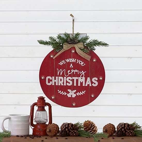Northlight 14" Battery Operated "We Wish You A Merry Christmas" Wall Sign