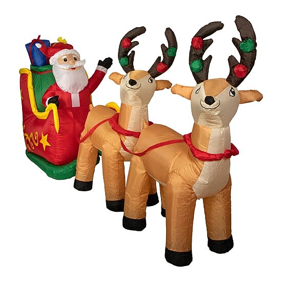Northlight 8ft Inflatable Santafts Sleigh And Reindeer Christmas Inflatable